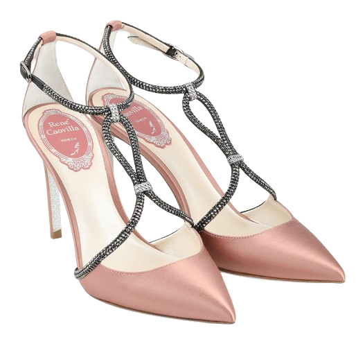 Rene Caovilla Pink Satin Heels