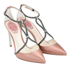 Rene Caovilla Pink Satin Heels