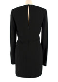 Saint Laurent Black Long Sleeve Mini Dress with Gathered Detail