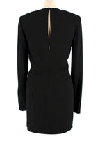 Saint Laurent Black Long Sleeve Mini Dress with Gathered Detail