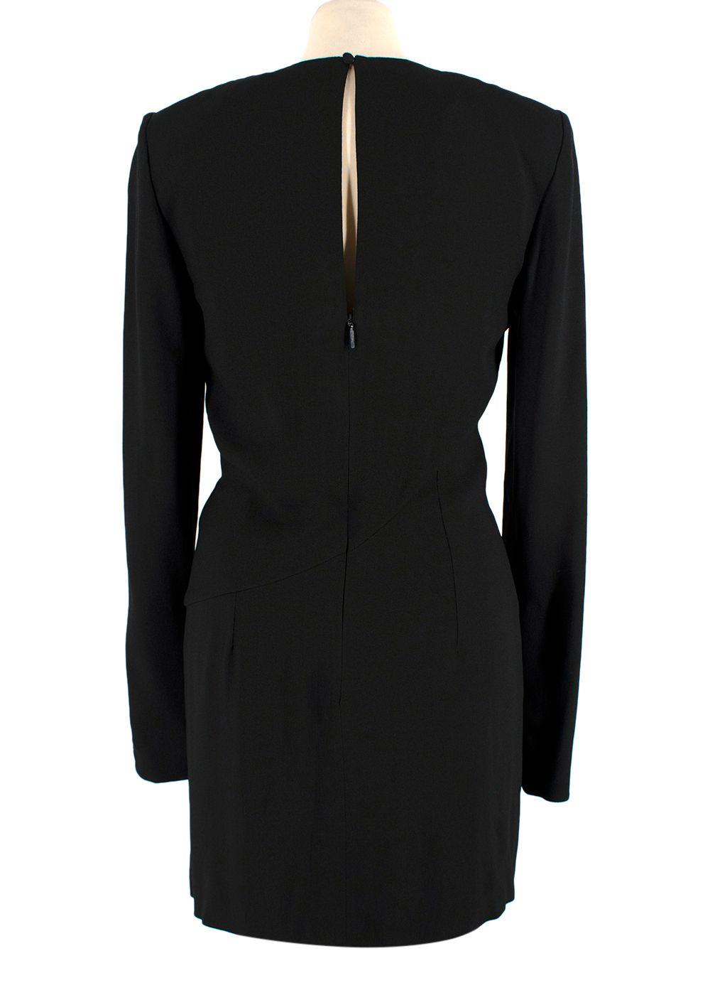 Saint Laurent Black Long Sleeve Mini Dress with Gathered Detail