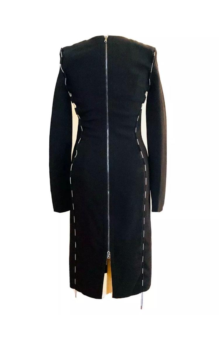 Antonio Berardi cord detail black knee-length pencil dress