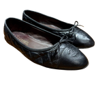 Chanel Black Leather Ballet Flats