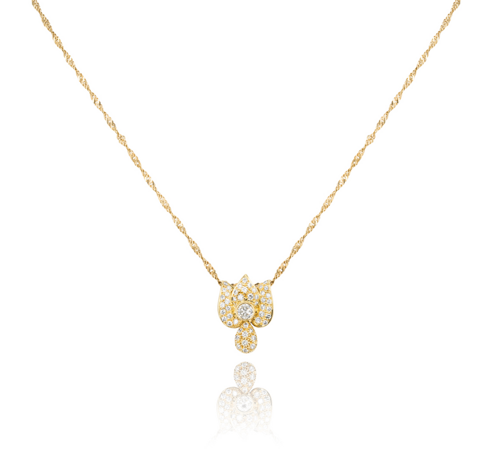 Yellow Gold Diamond Floral Pendant 0.69ct