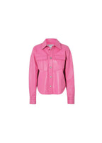 bubblegum pink leather shirt-jacket
