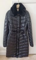 black nylon & faux-fur padded jacket