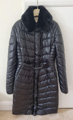black nylon & faux-fur padded jacket