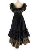 Alexander McQueen Black And Khaki Ruffled Midi Dress