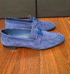 Hermes Blue Suede Loafers