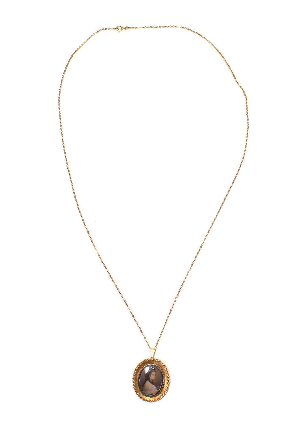 Bespoke 18ct Gold Victorian Diamond Portrait Pendant Necklace