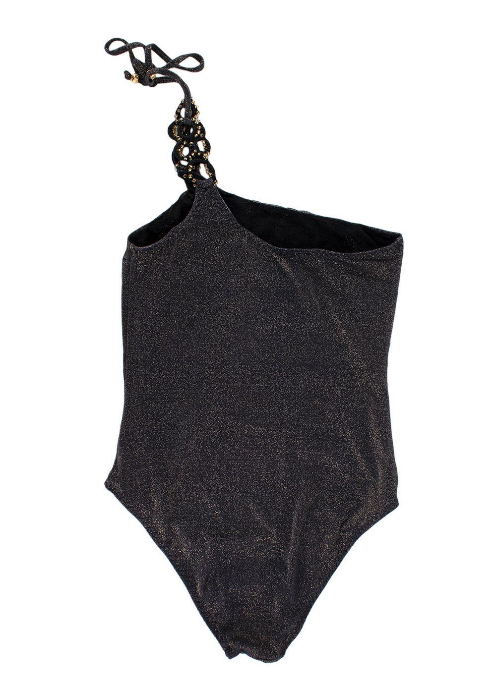 My Beachy Side One Shoulder Black Shimmer Swimsuit