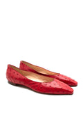 Manolo Blahnik Red Ostrich Ballet Flats