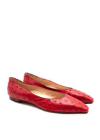 Manolo Blahnik Red Ostrich Ballet Flats