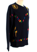 Navy Embroidered Cashmere Knit Jumper