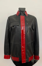 Leather Teddy Jacket With Contrast Trim