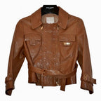 Celine Tan Leather Cropped  Jacket
