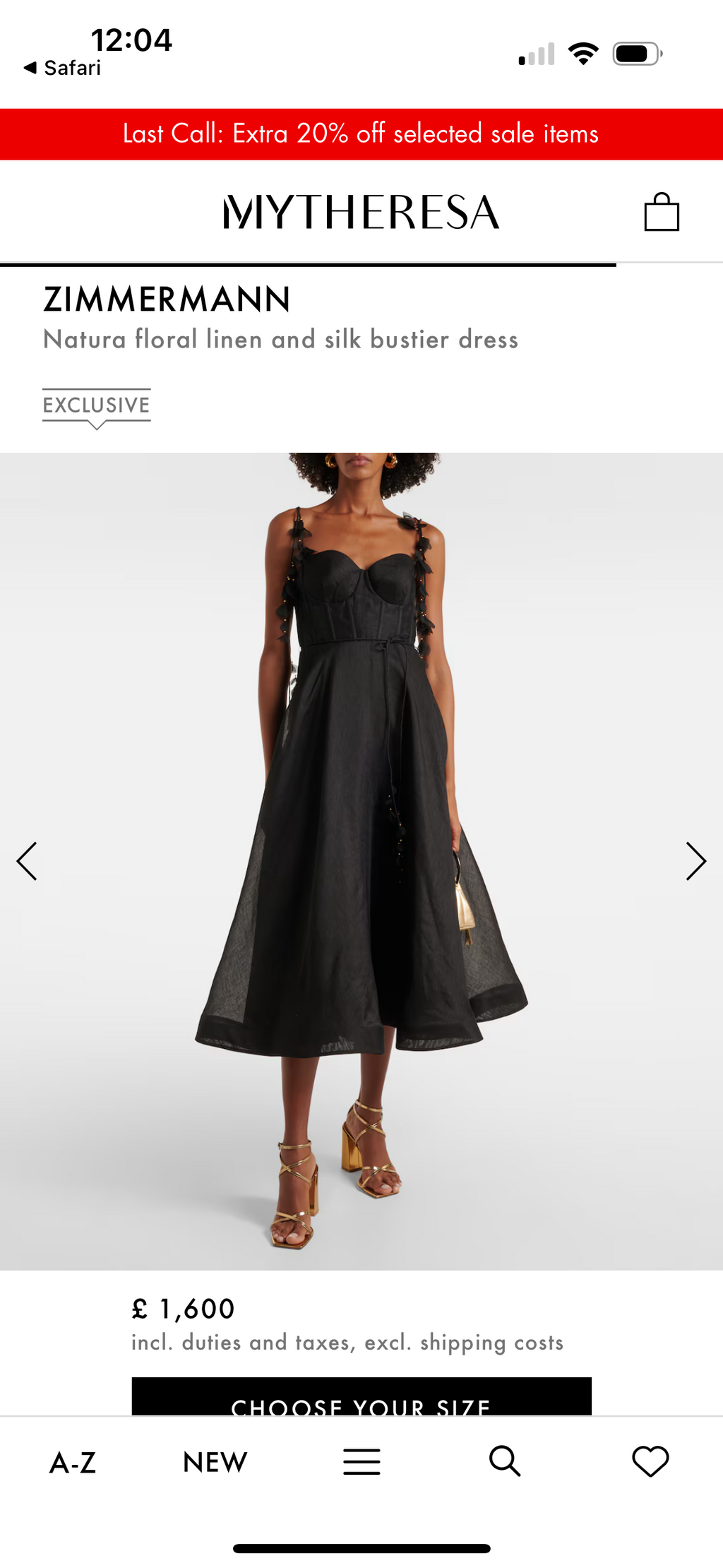 Zimmermann  Floral Linene Black Midi Dress