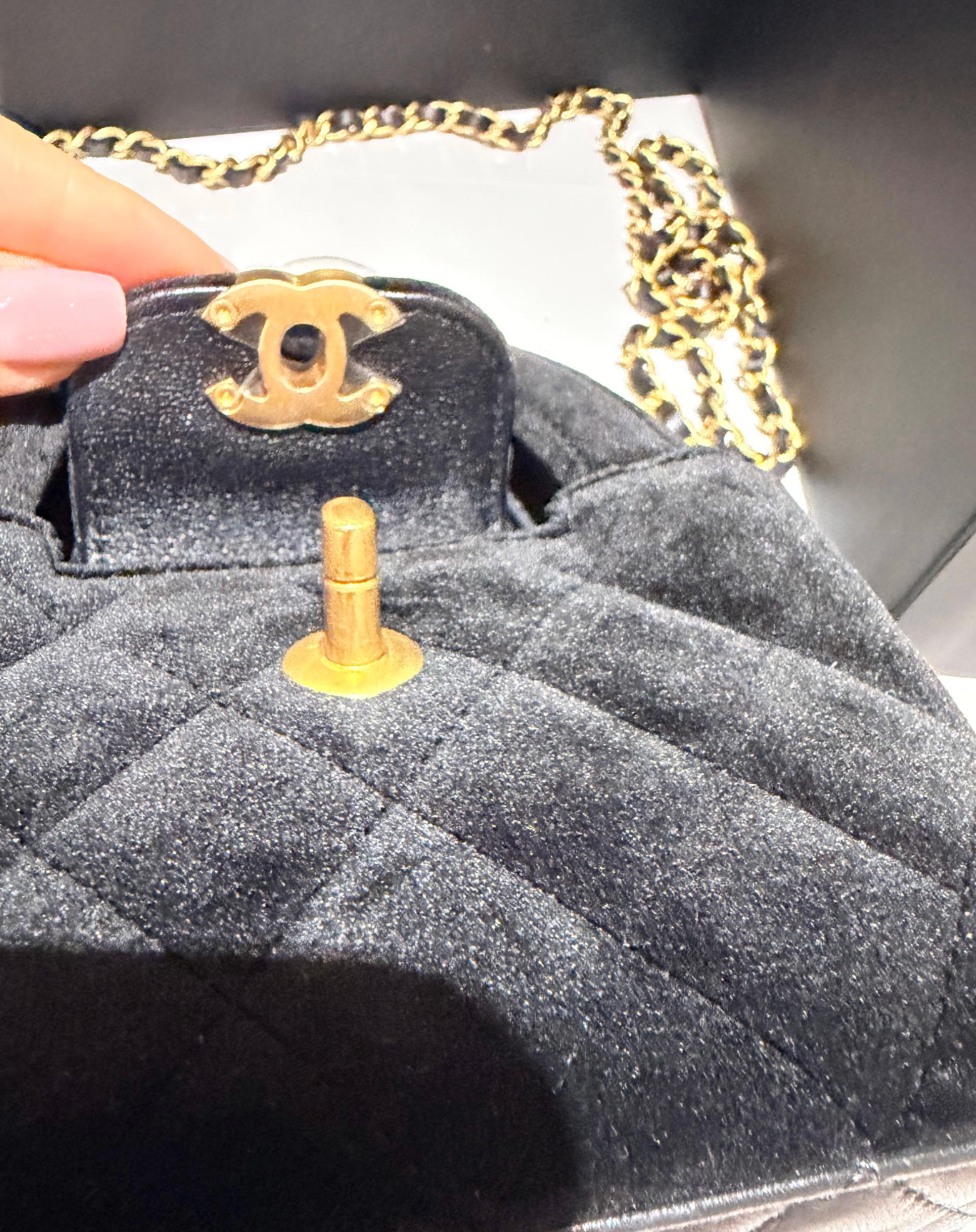 Chanel Black Velvet Kelly Mini Nano