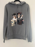 DG Family Embroidered Grey Cotton Hoodie