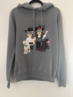 DG Family Embroidered Grey Cotton Hoodie