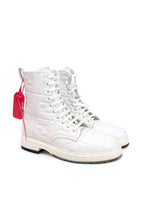 Fendi White Nappa FF Embossed Biker Boots