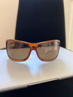 Brown clear acetate rectangle frame sunglasses