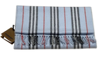 Burberry Blue Cashmere Blend Striped Scarf