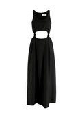 Bondi Born Black Tenerife Knotted Cutout Gauze Midi Dress
