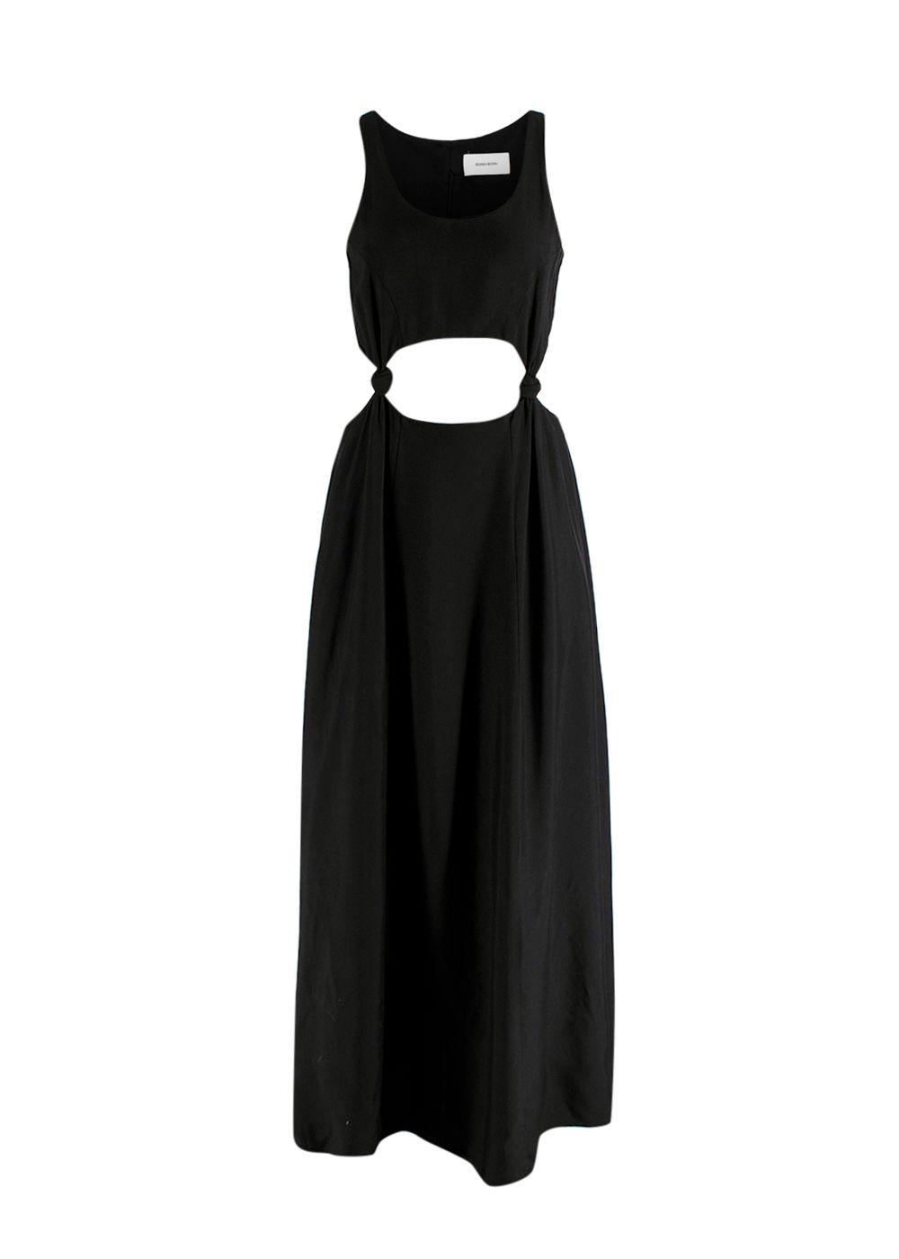 Bondi Born Black Tenerife Knotted Cutout Gauze Midi Dress