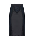 Black Powernet And Satin Midi Skirt