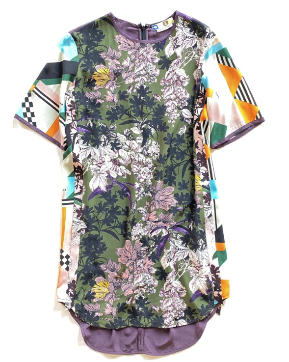 MSGM Multi-Print Silk Twill Shift Dress