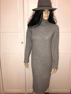 Loro Piana Baby Cashmere Grey Knit Roll Neck Dress