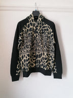 Leopard print cotton jersey hoodie