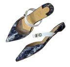 Denim Choc Lock Pointed Mules