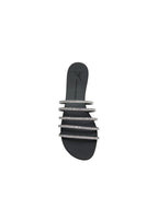 Black Crystal Embellished Flat Sandals