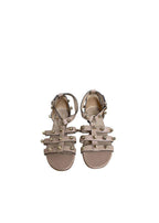 Nude Leather Studded Gladiator Sandals