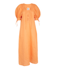 Sleeper Garden Linen Puff-Sleeve Dress