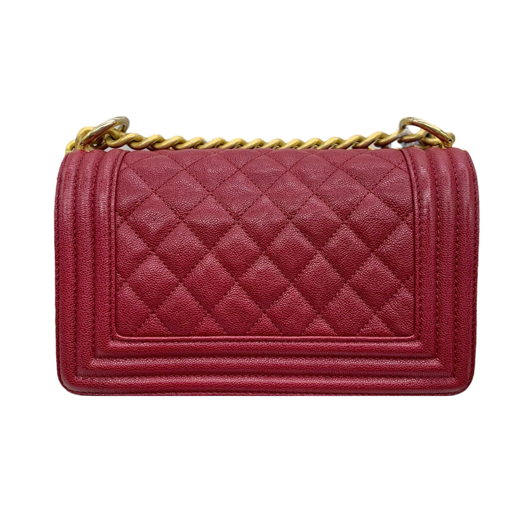 Chanel Red Caviar Leather Small Boy Bag