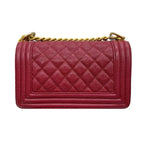 Chanel Red Caviar Leather Small Boy Bag