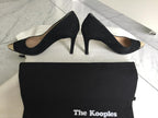 The Kooples Black Suede Gold Cap-Toe Pumps