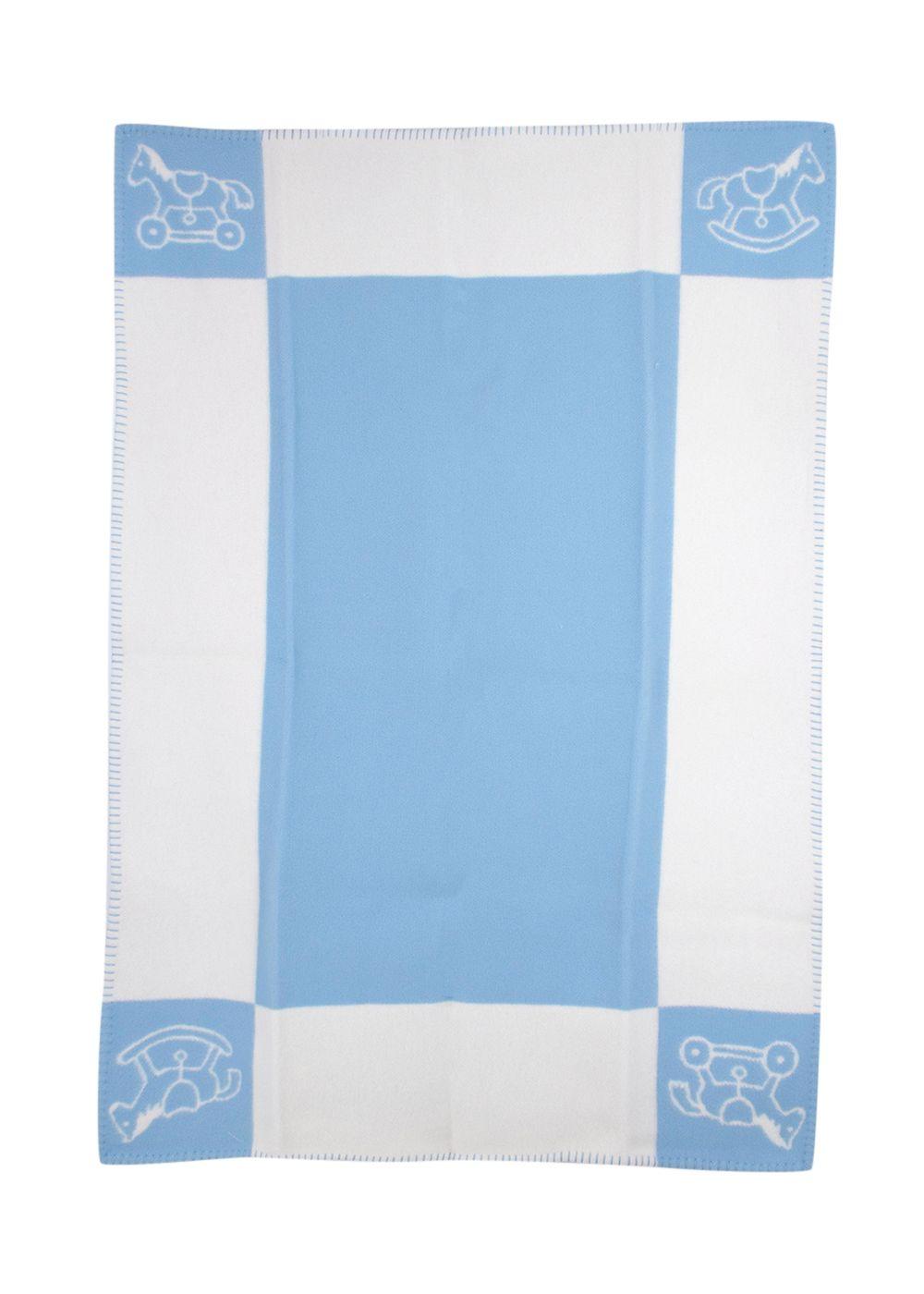 Hermes Blue Wool and Cashmere Adada Avalon Baby Blanket