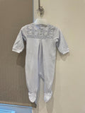 Cannage Embroidered Pale Blue Babygrow