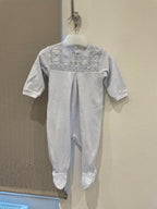 Cannage Embroidered Pale Blue Babygrow