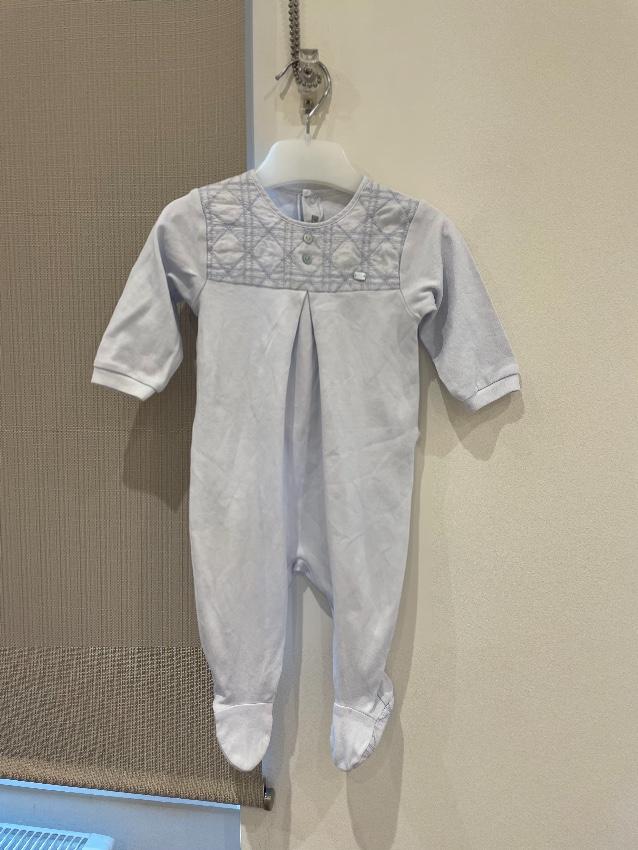 Cannage Embroidered Pale Blue Babygrow