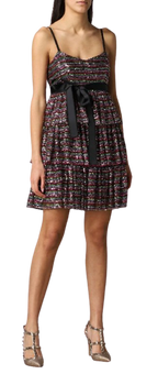 Red Valentino Multicoloured Sequin Tiered Mini Dress