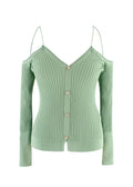 Jacquemus Sage Green Tordu Cold Shoulder Cardigan