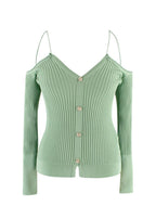 Jacquemus Sage Green Tordu Cold Shoulder Cardigan