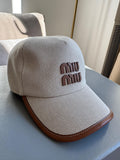Miu Miu Beige Logo Cotton Cap