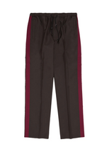Brown Track Pants with Red Stripes