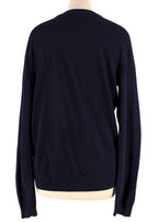 Salvatore Ferragamo Navy Contrast Sleeves Floral Cardigan